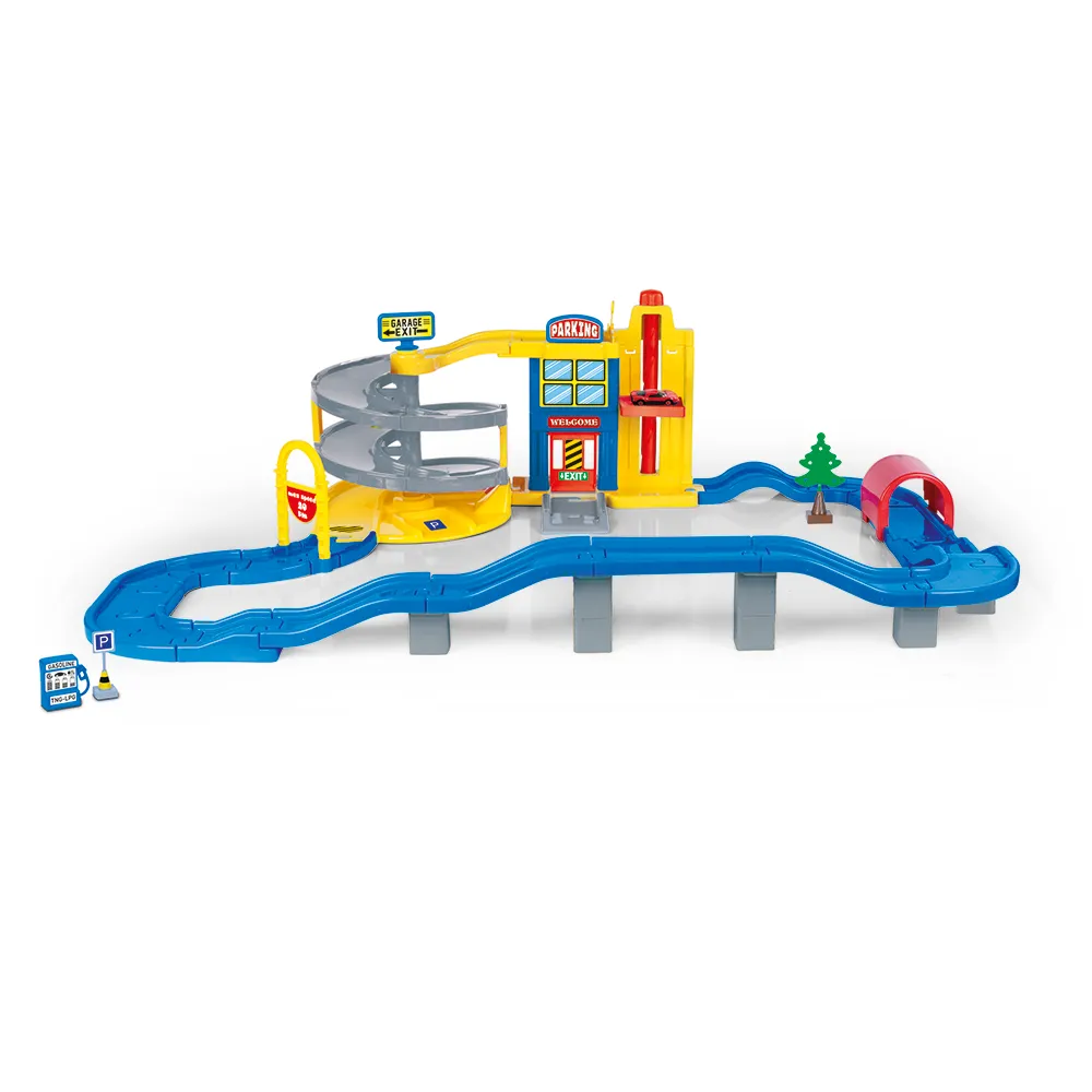 Gran pista espiral y garage con elevador